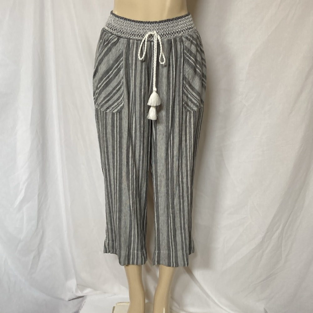 WESTBOUND Jeans Cropped Wide Leg Striped Pants Black Gray Size 1X High Rise NWT